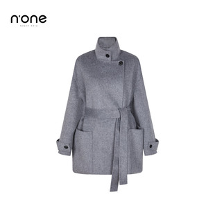 none 简约通勤立领外套立体剪裁 绵羊毛驼绒混纺大衣女2025冬新款