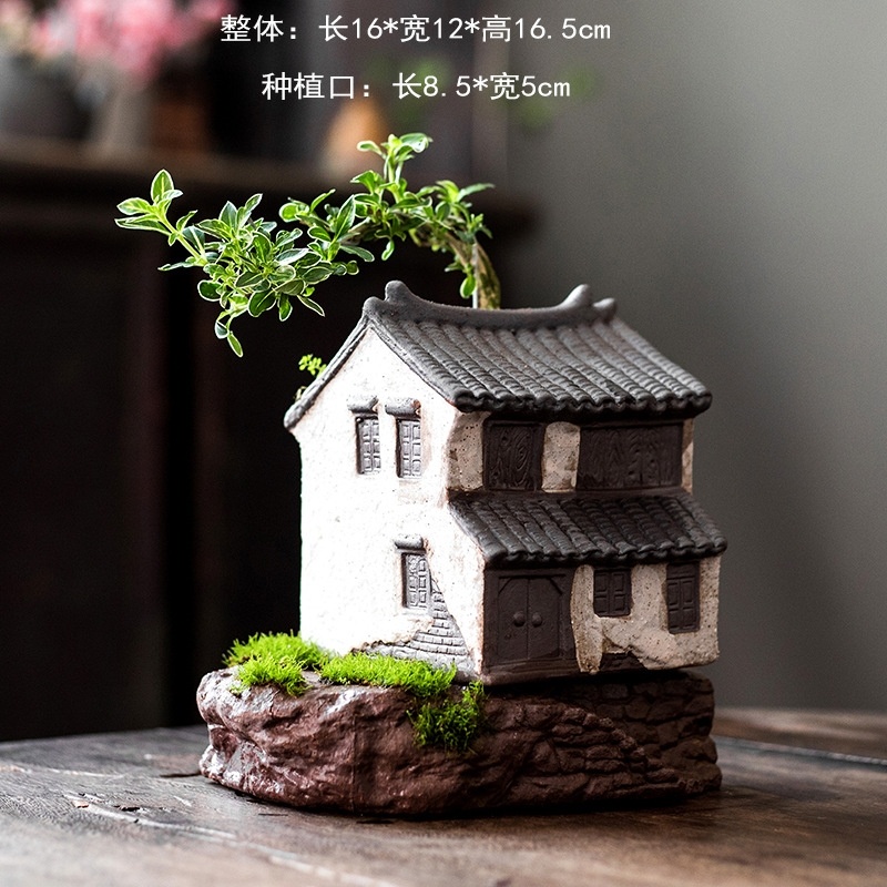 假山盆景小摆件微景观造景流水盆景装饰品小摆件园艺摆设动物陶瓷