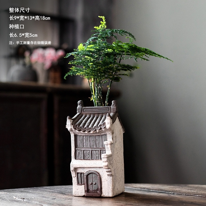 微景观江南中式徽派房屋古代建筑房子树脂盆景造景迷你装饰小摆件