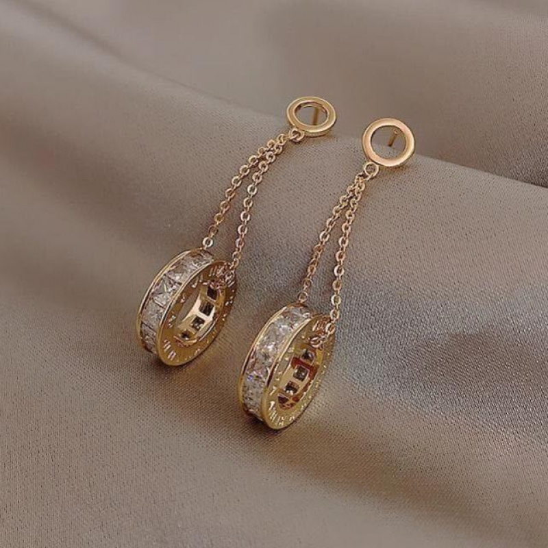 diys925银针圆圈长款耳环女韩国气质耳钉感耳2021新款潮耳坠