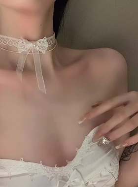 蝴蝶结白色蕾丝项圈女颈带