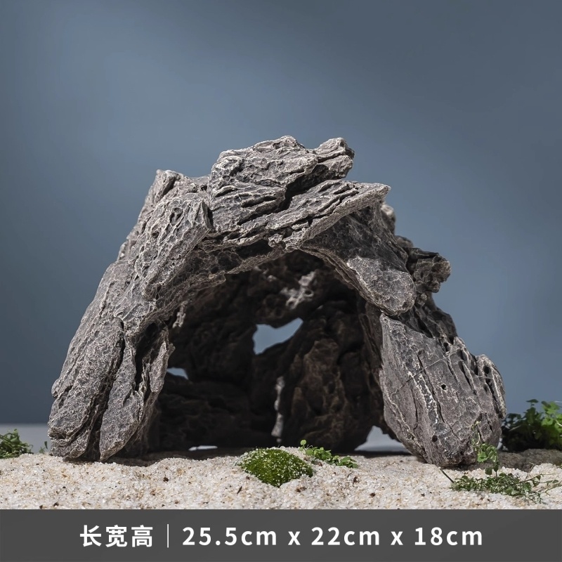 实心陶瓷中式创意假山吸水石水陆缸鱼缸微景观造景培菌沉水摆件