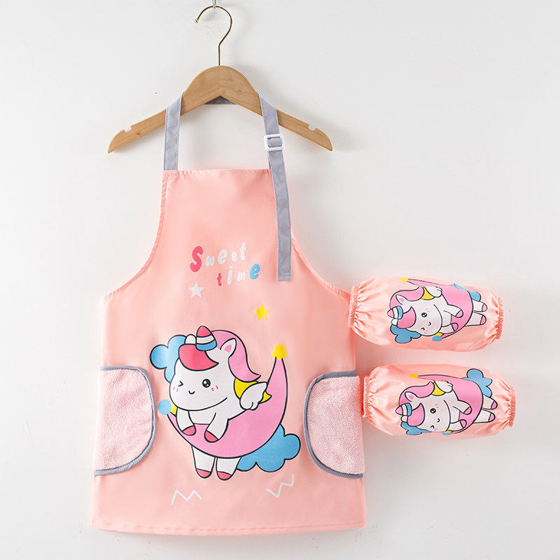 儿童围裙洗碗防水防油小孩画画罩衣男女孩无袖绘画衣6-12岁中大童