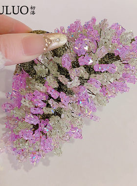 CL33手工水晶流苏抓夹高级感发抓新中式汉服头饰后脑勺盘发鲨鱼夹