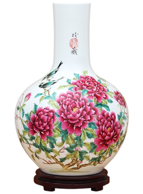 景德镇陶瓷器大号新中式艺术品花瓶工艺品客厅摆件玄关别墅装饰品
