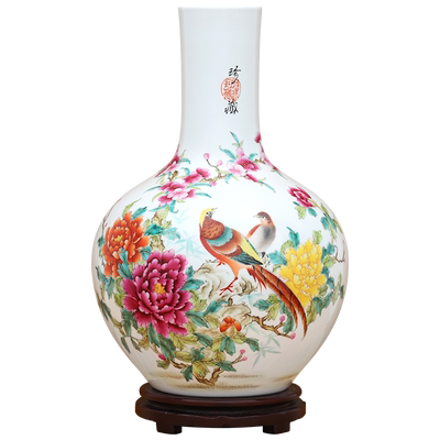 景德镇陶瓷器大号新中式艺术品花瓶工艺品客厅摆件玄关别墅装饰品