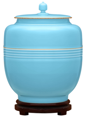 景德镇陶瓷大号中式湖蓝艺术罐酒店装饰品民宿客厅办公室家用摆件