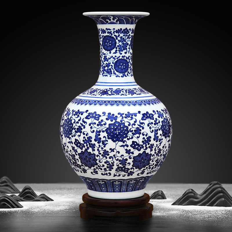 德镇陶瓷器仿古青花瓷客厅摆件家居酒柜博古架装饰品瓷瓶摆设