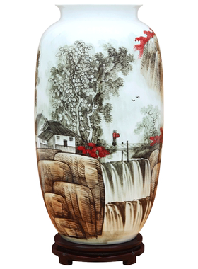 景德镇大师手绘墨彩花瓶陶瓷器