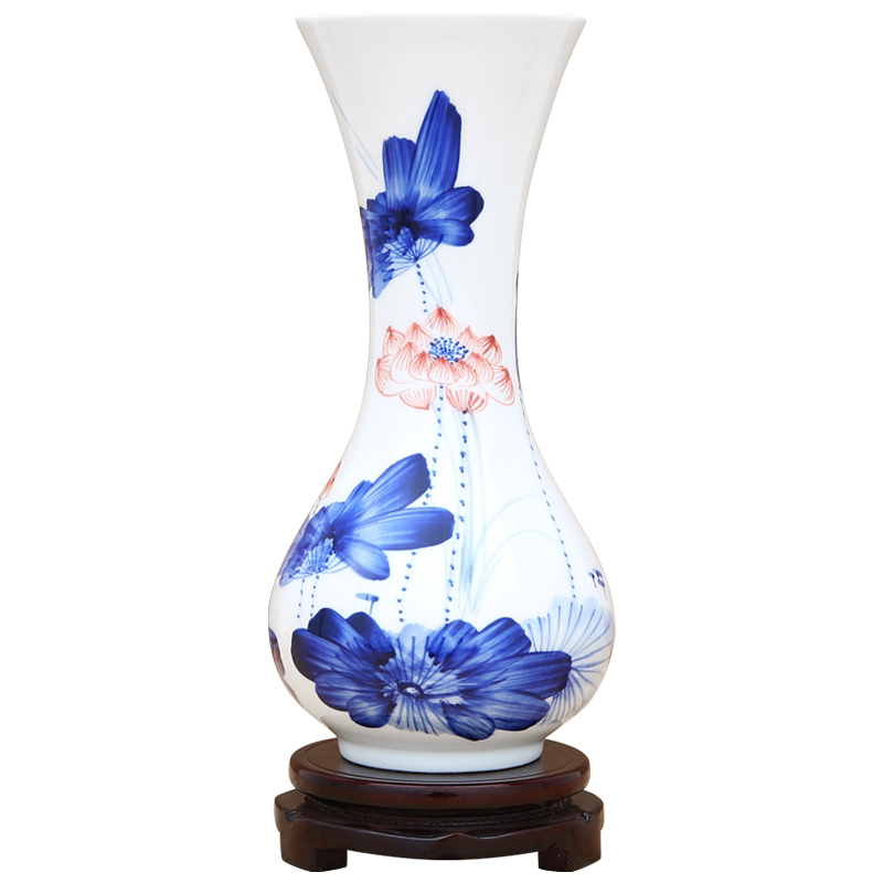 景德镇陶瓷器手绘斗彩插花工艺品