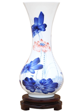 景德镇陶瓷器手绘斗彩插花工艺品