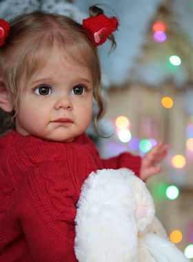 NPK60厘米maggi重生娃娃植入3D皮肤红针织连体衣生日礼物跨境货源