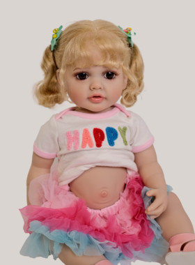 NPK55厘米仿真娃娃Betty植发可入水过家家金发白色T恤三色tutu裙