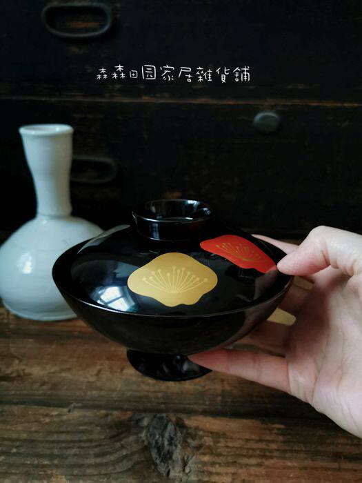 日本回流描金中古金莳绘大漆承碗日式餐具点茶道盖碗五客套装汤吞