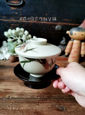 日本回流大漆茶托盏托建盏底座杯托天目台木胎漆器宋代点茶具明治