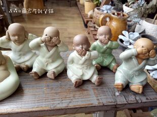 不听不看不说小和尚入户花园阳台户外陶瓷佛像家居装饰品禅意摆件