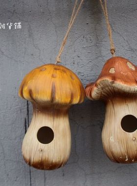 样品复古蘑菇鸟窝陶瓷做旧摆件