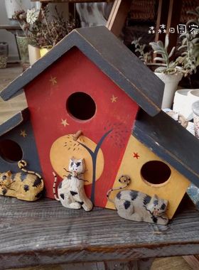 小熊美式乡村风企鹅木质家居装饰