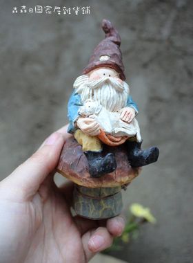 古董雕刻小矮人儿童房家居装饰