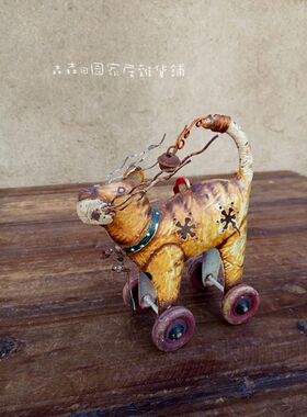 马戏团复古做旧小猫咪装饰摆件