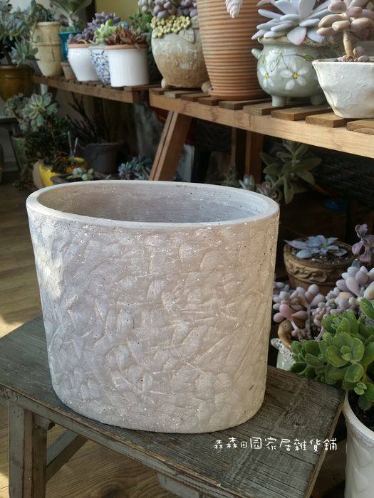 外贸出口样品仿石刻水泥椭圆圆柱形花盆 创意老庄组合花盆花器