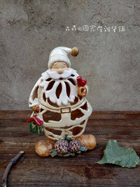 美式圣诞老人陶瓷镂空家居装饰烛台摆件 特色工艺品 外贸出口样品