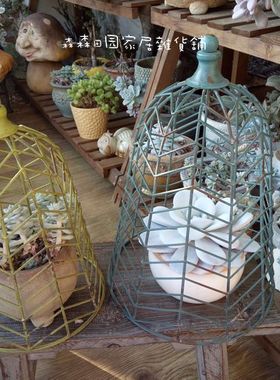 铁艺手工做旧复古植物攀爬罩摆件
