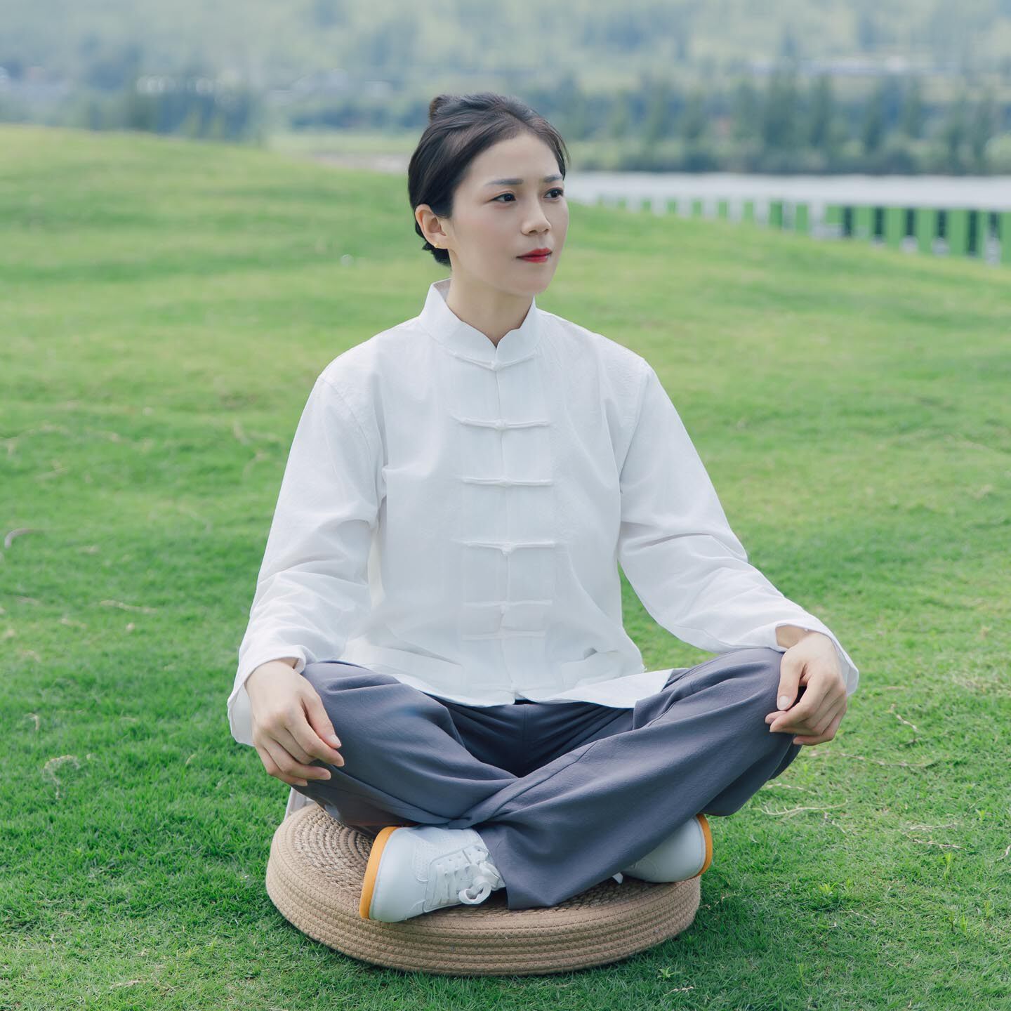 棉麻八段锦禅修服居士服练功服套装静修打坐中医男女弟子服可定制
