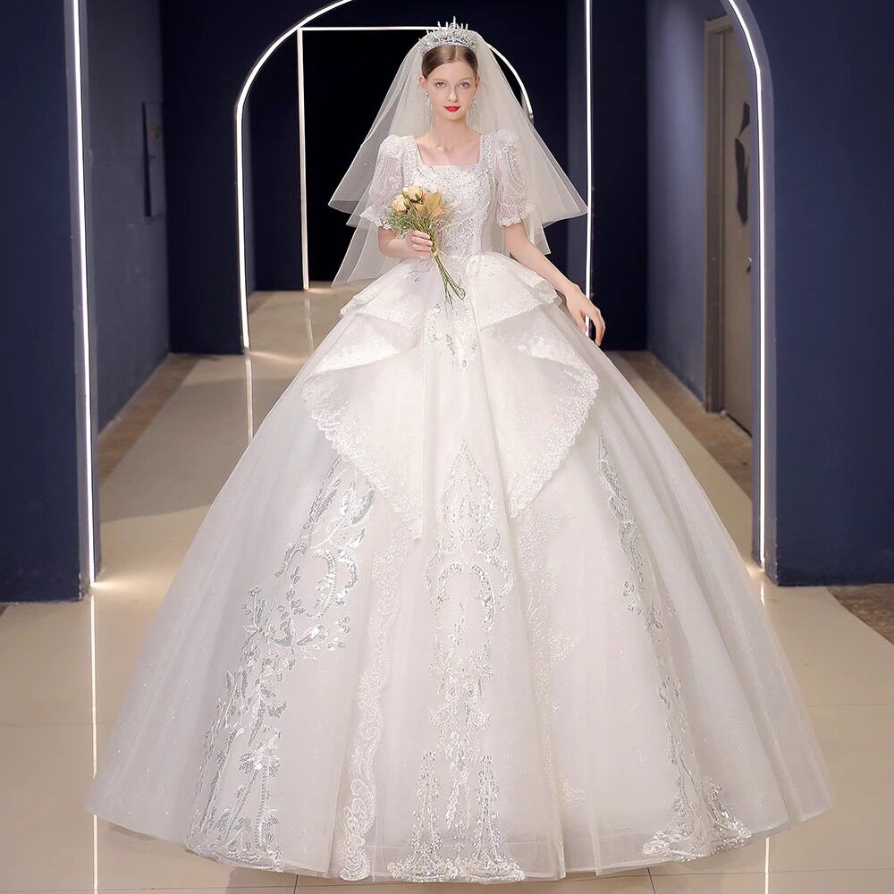 夏季主纱显瘦法式大码婚纱200斤图片