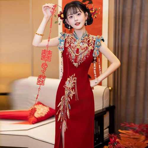 短袖夏天结婚秀禾服订婚敬酒服