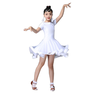 新款女童拉丁舞裙儿童练功服比赛演出服装女孩少儿舞蹈规定服春夏