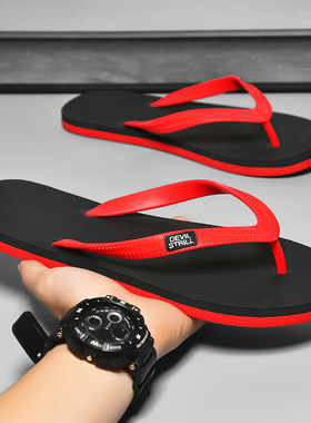DEVIL'S TRILL泰国橡胶拖鞋男防滑耐磨防滑时尚沙滩夹脚人字拖男