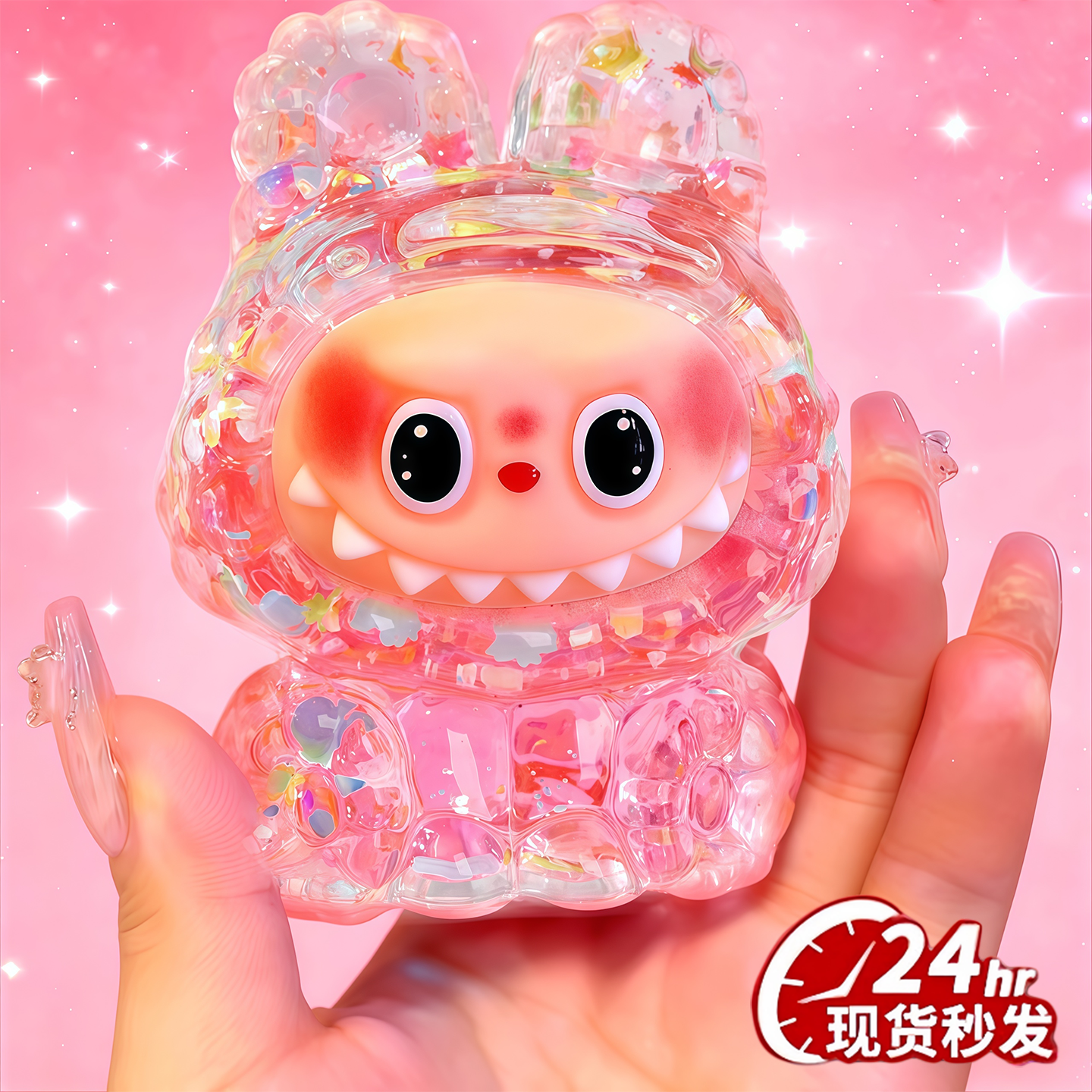 仿真拉la布布可爱玩偶手办男孩夜光玩具水晶模型摆件送女生日礼物