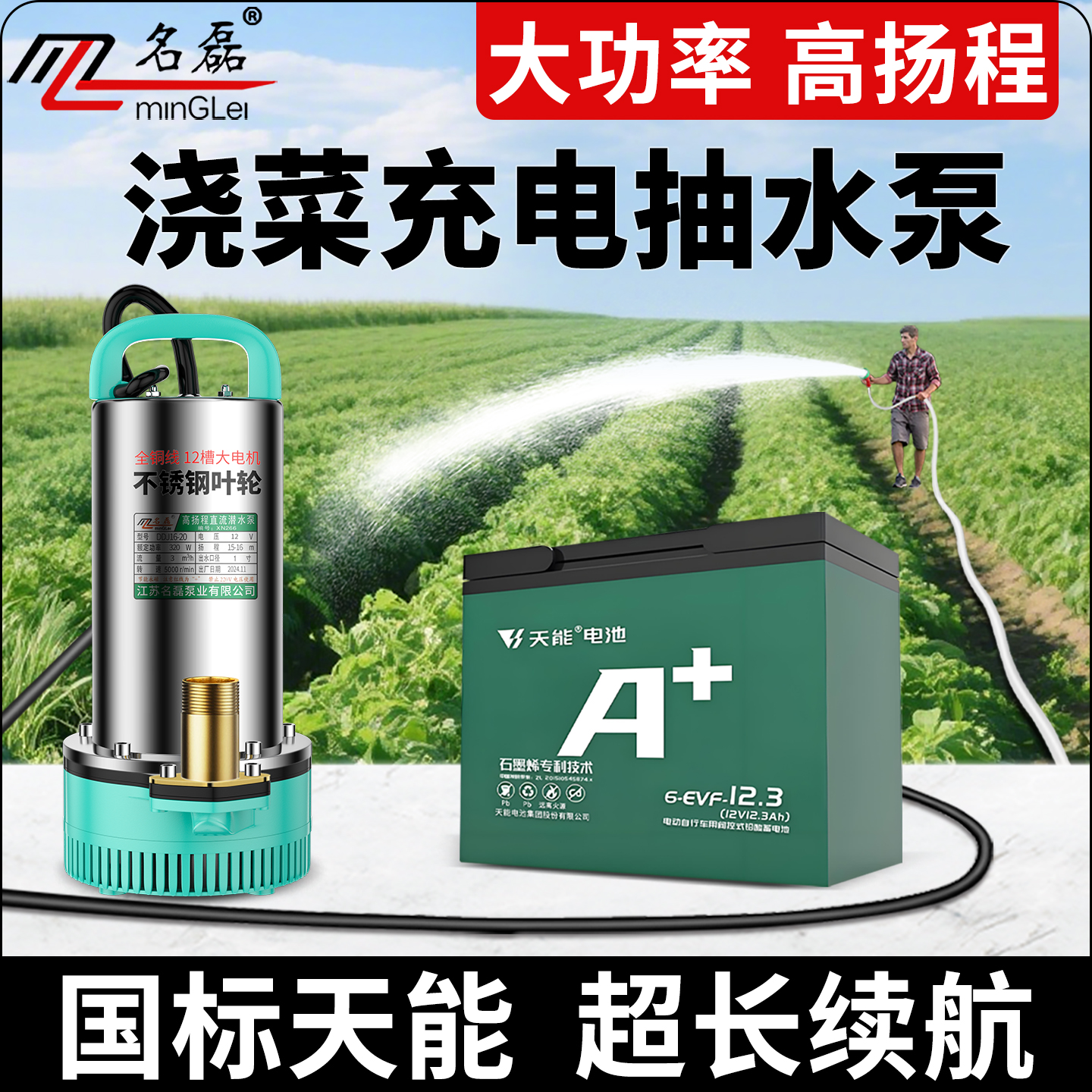 【大功率】充电式浇菜抽水泵