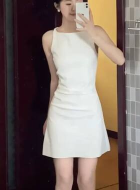 白色吊带连衣裙女夏日短连衣裙