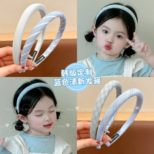 夏季甜美女童小清新蓝色细款发箍