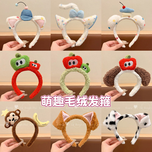 儿童可爱毛绒蝴蝶结发箍新款