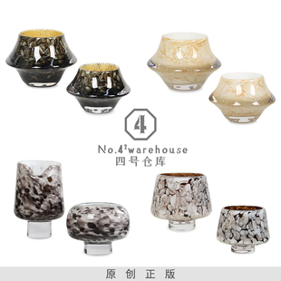 现代简约高档水晶底手工琉璃花器样板间酒店客厅桌面花艺软装饰品