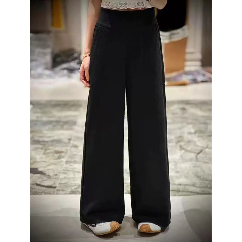 欧洲站2025冬季新款欧货女松紧腰三角泡芙加绒羊毛直筒休闲阔腿裤,女装/女士精品,休闲裤,淘宝优惠券,粉丝福利购,淘宝优惠卷