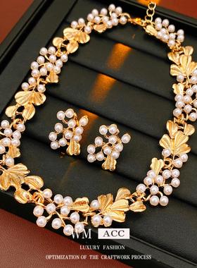 vintage花朵珍珠复古饰品套装
