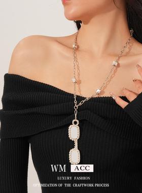 轻奢锆石毛衣链女高级感饰品