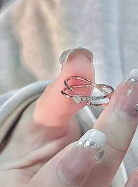 星球轨迹闪钻戒指ins小众轻奢简约百搭显白闺蜜对戒送女友520礼物