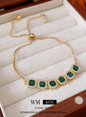 锆石方形手链轻奢冷淡风