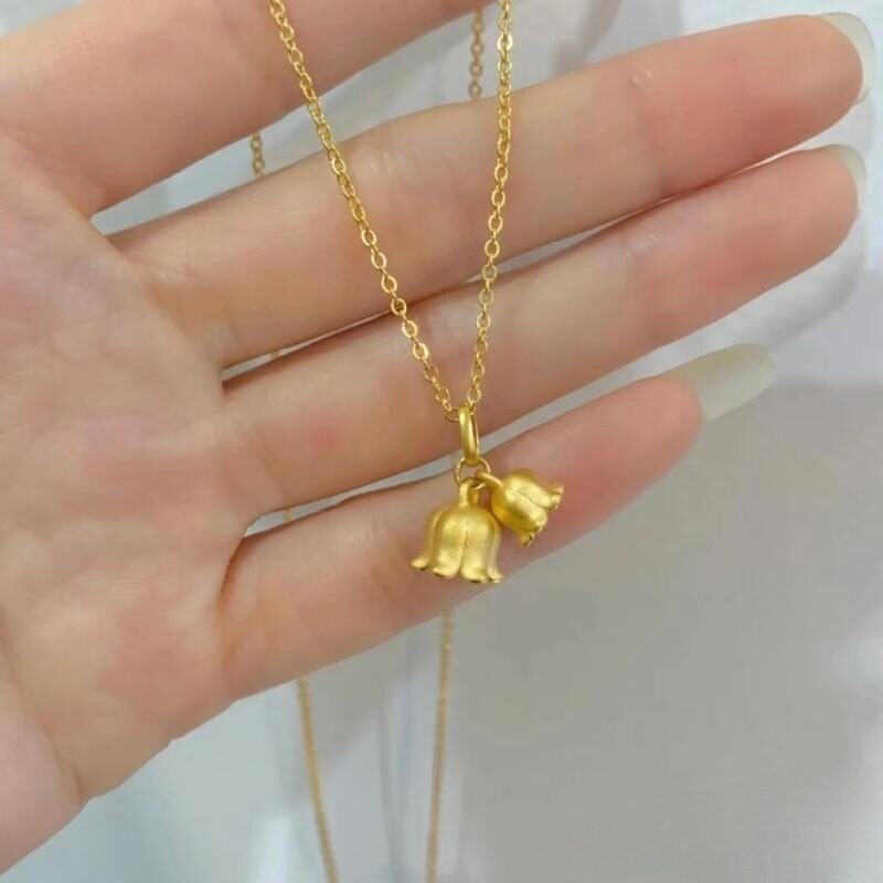 铃兰花吊坠项链女镀黄金项链时尚简约ins小众设计铃兰送妈妈女友