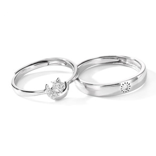 XXOFF情侣戒指日月星辰小闪钻小众设计高级感轻奢可调节男女对戒