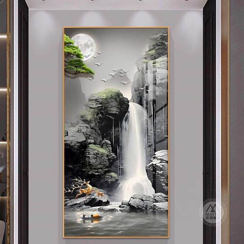 轻奢入户玄关装饰画现代简约高级感高档墙壁画走廊过道发财鹿挂画 - 封面