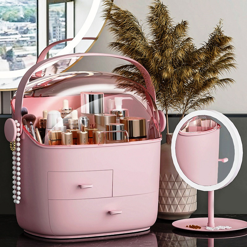 化妆品收纳盒防尘口红化妆刷整理箱宿舍梳妆台桌面护肤品置物架,收纳整理,桌面收纳盒,淘宝优惠券,粉丝福利购,淘宝优惠卷