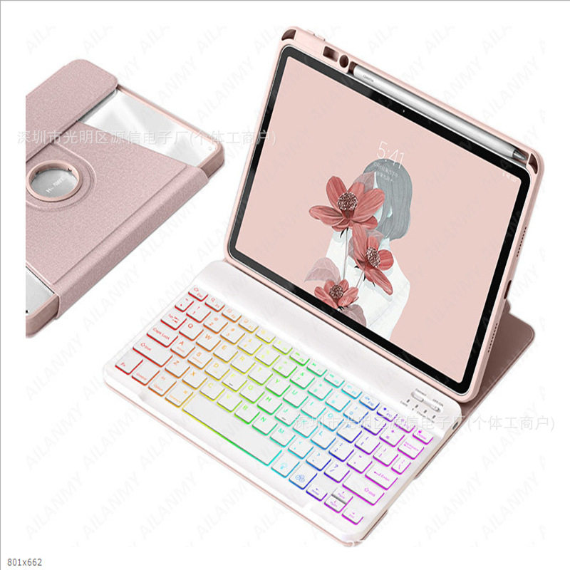 三星a9plus旋转亚克力壳s9fe保护套s6lite蓝牙键盘a8笔槽透明适用