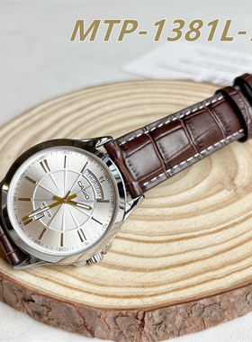 Casio卡西欧日志商务石英表英文皮带指针表男 MTP-1381L-7A 1A