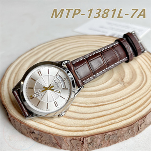 Casio卡西欧日志商务石英表英文皮带指针表男 MTP-1381L-7A 1A
